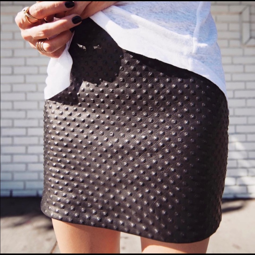 Are You Am I Kell Studded Leather Skirt